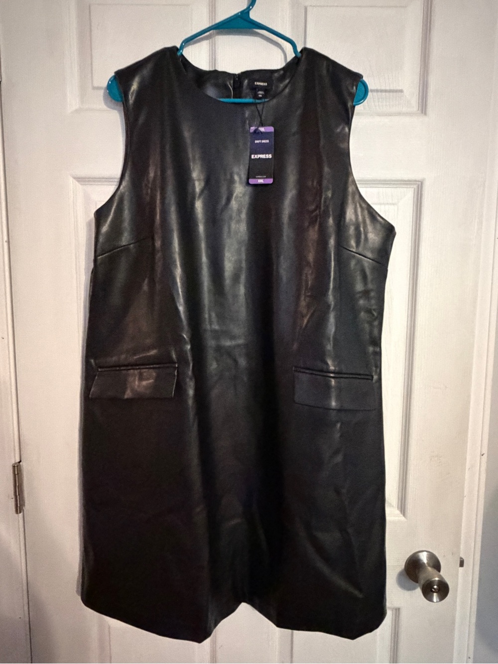 Express Black Faux Leather Mini Shift Dress